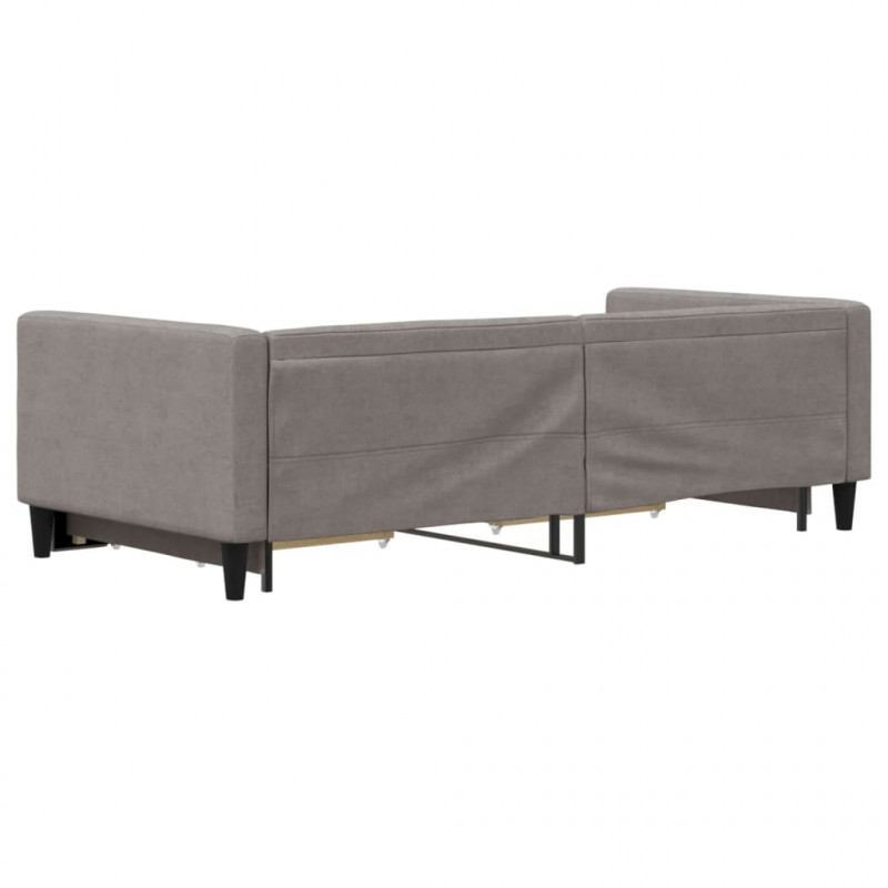 Sofa rozsuwana z szufladami, taupe, 90x200 cm, tkanina