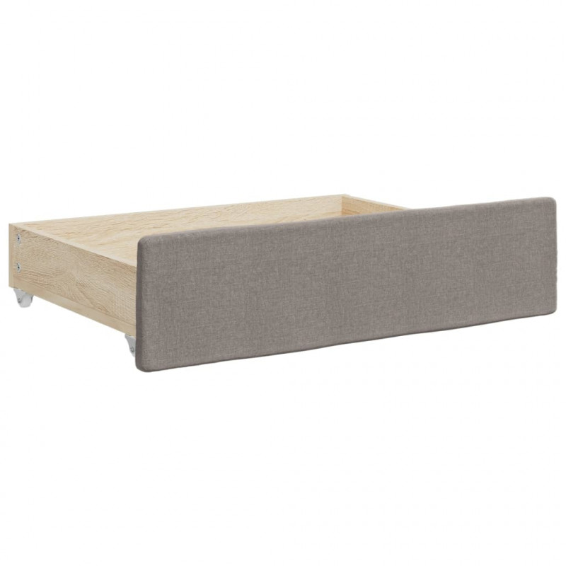 Sofa rozsuwana z szufladami, taupe, 90x200 cm, tkanina