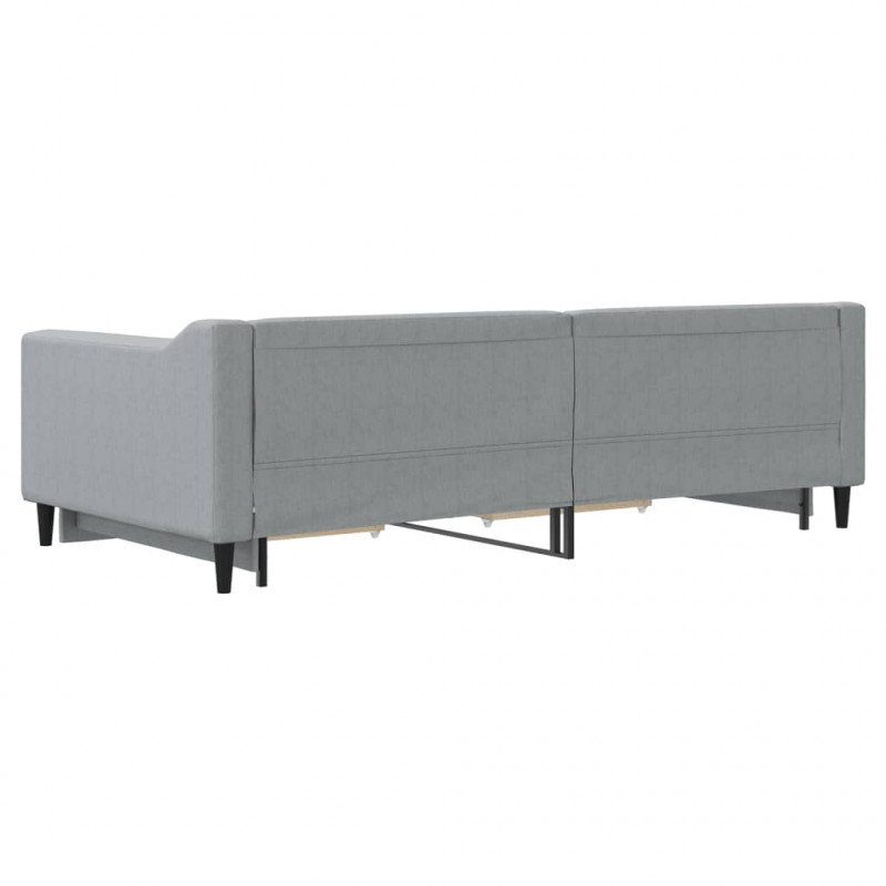 Sofa rozsuwana z szufladami, jasnoszara, 100x200 cm, tkanina