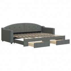 Sofa rozsuwana z szufladami, ciemnoszara, 80x200 cm, tkanina