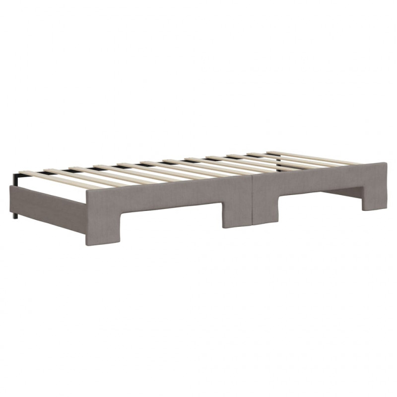 Sofa rozsuwana z szufladami, taupe, 90x200 cm, tkanina