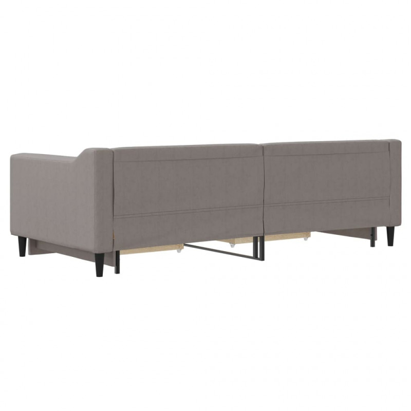Sofa rozsuwana z szufladami, taupe, 90x200 cm, tkanina