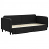 Sofa rozsuwana z szufladami, czarna, 80x200 cm, tkanina