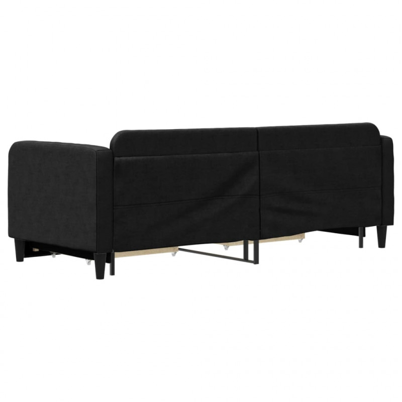 Sofa rozsuwana z szufladami, czarna, 80x200 cm, tkanina