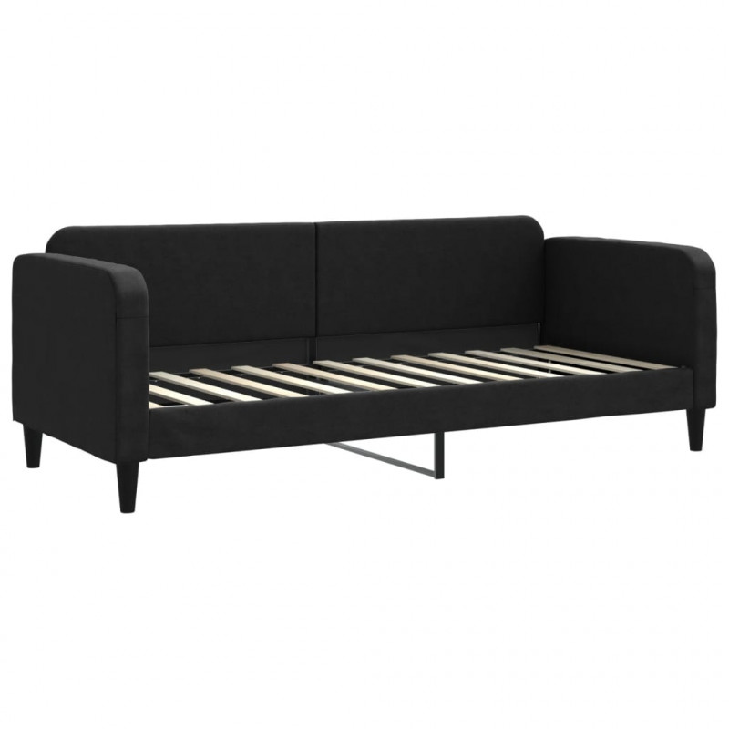 Sofa rozsuwana z szufladami, czarna, 80x200 cm, tkanina