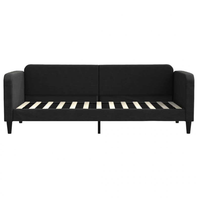 Sofa rozsuwana z szufladami, czarna, 80x200 cm, tkanina