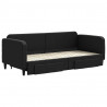 Sofa rozsuwana z szufladami, czarna, 90x200 cm, tkanina