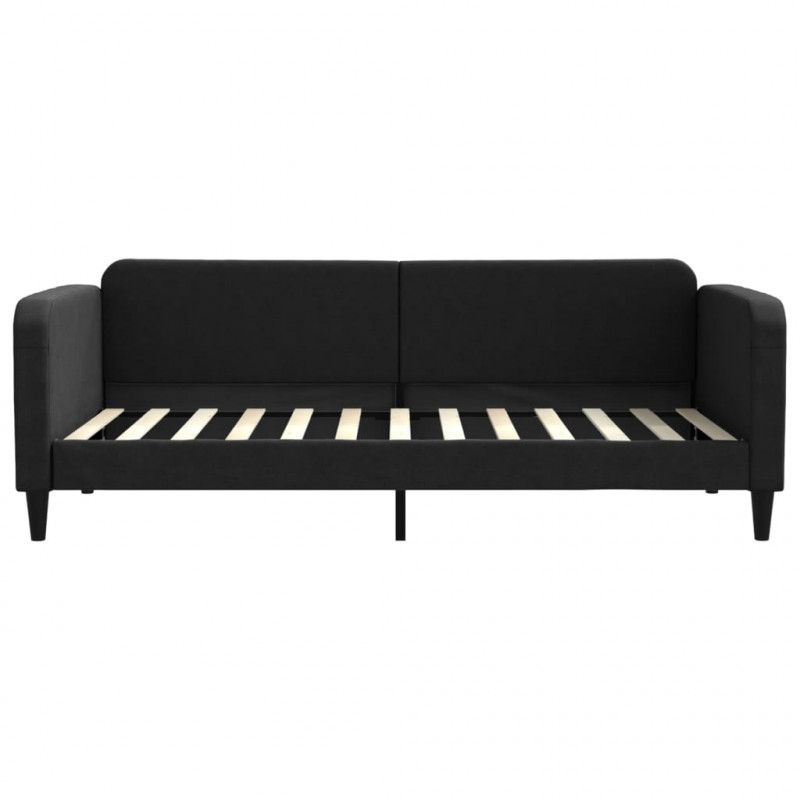 Sofa rozsuwana z szufladami, czarna, 90x200 cm, tkanina
