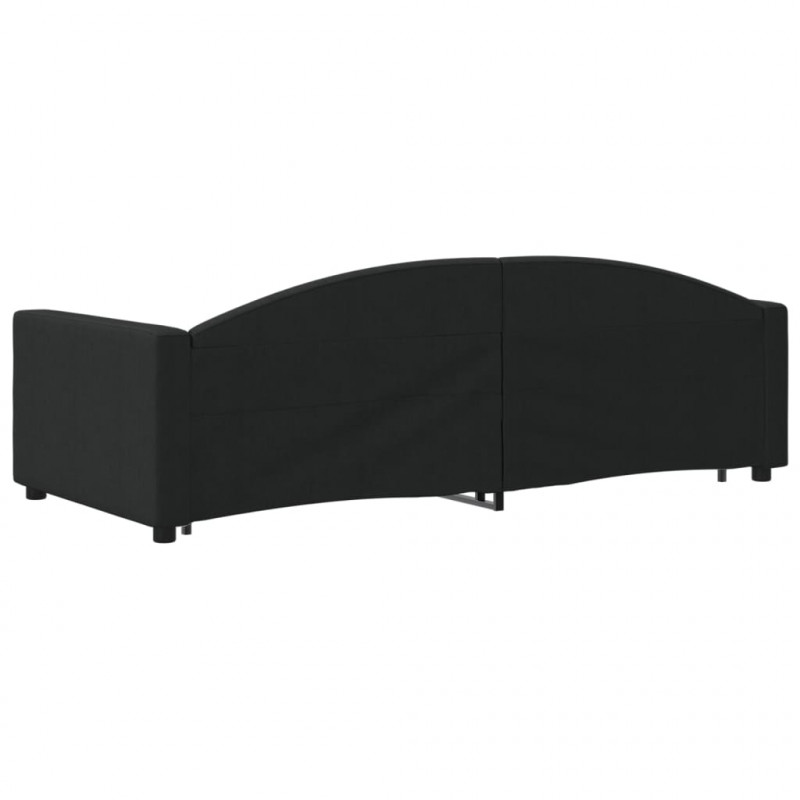 Sofa rozsuwana z szufladami, czarna, 90x200 cm, tkanina
