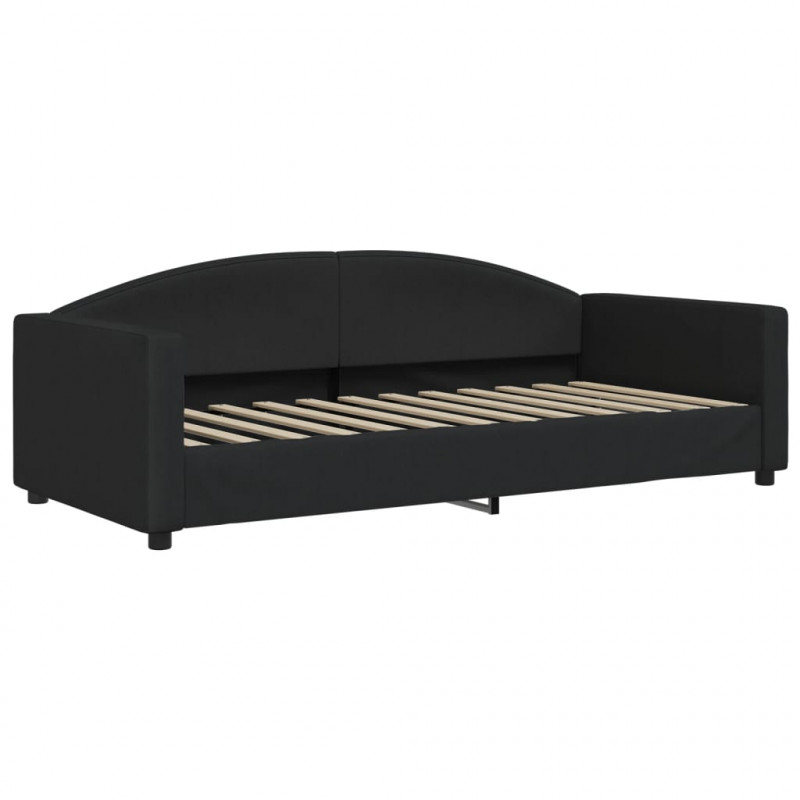 Sofa rozsuwana z szufladami, czarna, 90x200 cm, tkanina