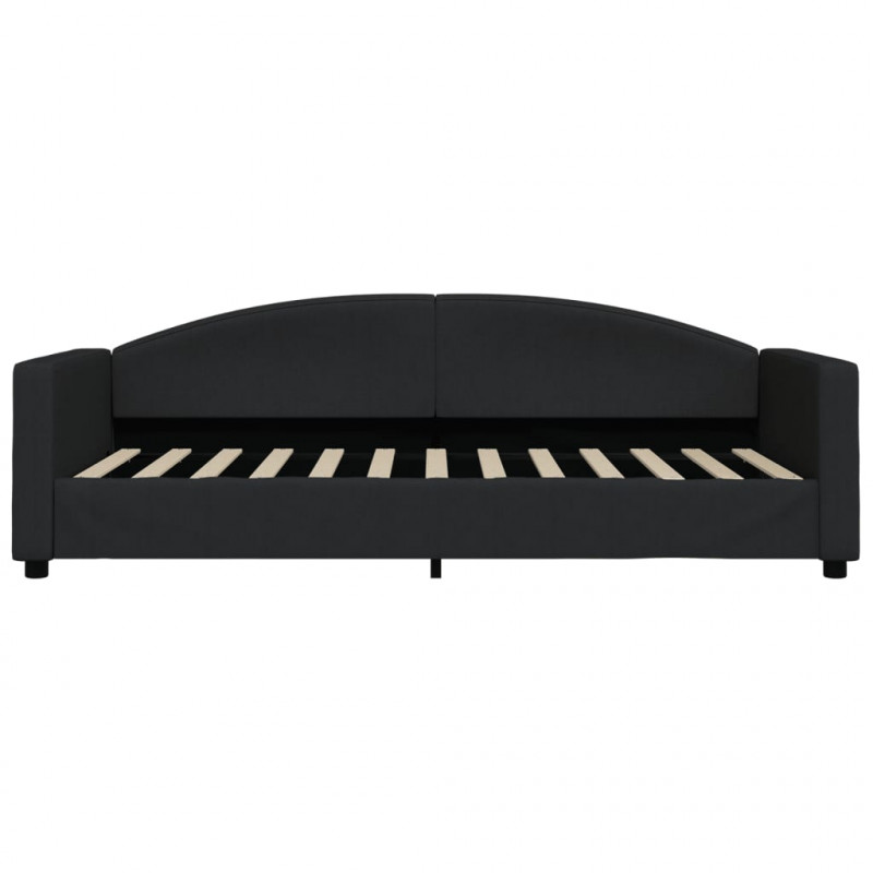 Sofa rozsuwana z szufladami, czarna, 90x200 cm, tkanina