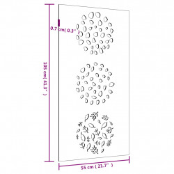 Ogrodowa dekoracja ścienna, 105x55 cm, stal kortenowska, liście