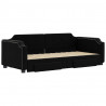 Sofa rozsuwana z szufladami, czarna, 90x200 cm, tkanina