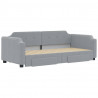 Sofa rozsuwana z szufladami, jasnoszara, 90x200 cm, tkanina