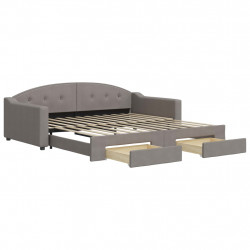 Sofa rozsuwana z szufladami, taupe, 100x200 cm, tkanina