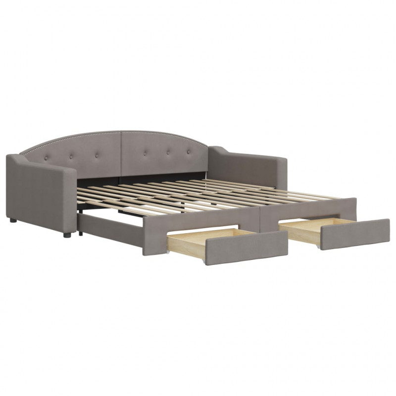 Sofa rozsuwana z szufladami, taupe, 100x200 cm, tkanina