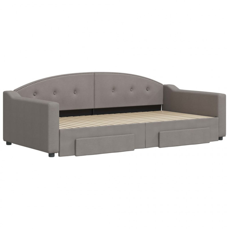 Sofa rozsuwana z szufladami, taupe, 100x200 cm, tkanina