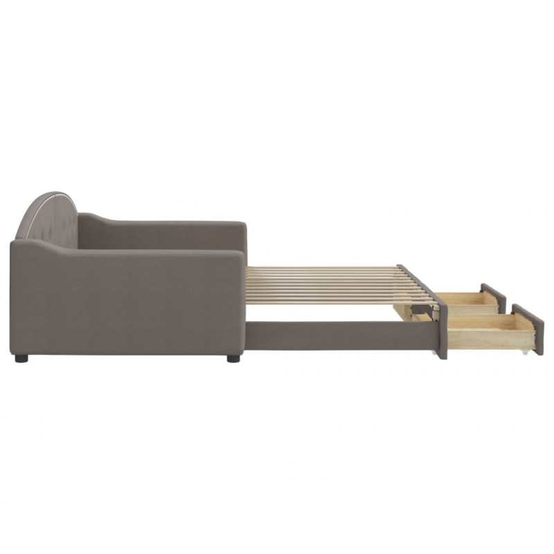 Sofa rozsuwana z szufladami, taupe, 100x200 cm, tkanina