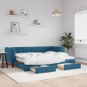 Sofa rozsuwana z szufladami, niebieska, 80x200 cm, aksamit