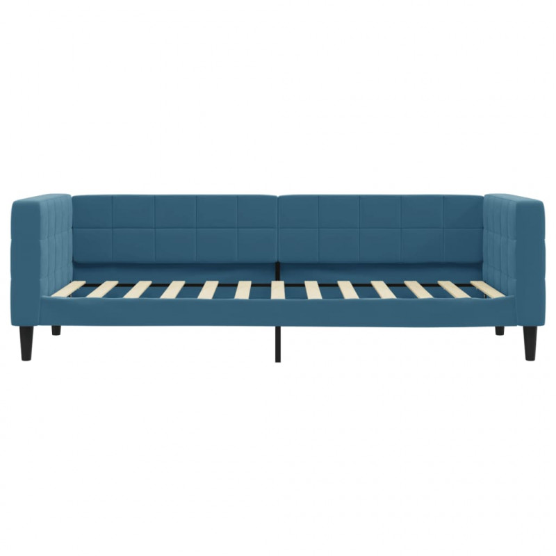 Sofa rozsuwana z szufladami, niebieska, 80x200 cm, aksamit