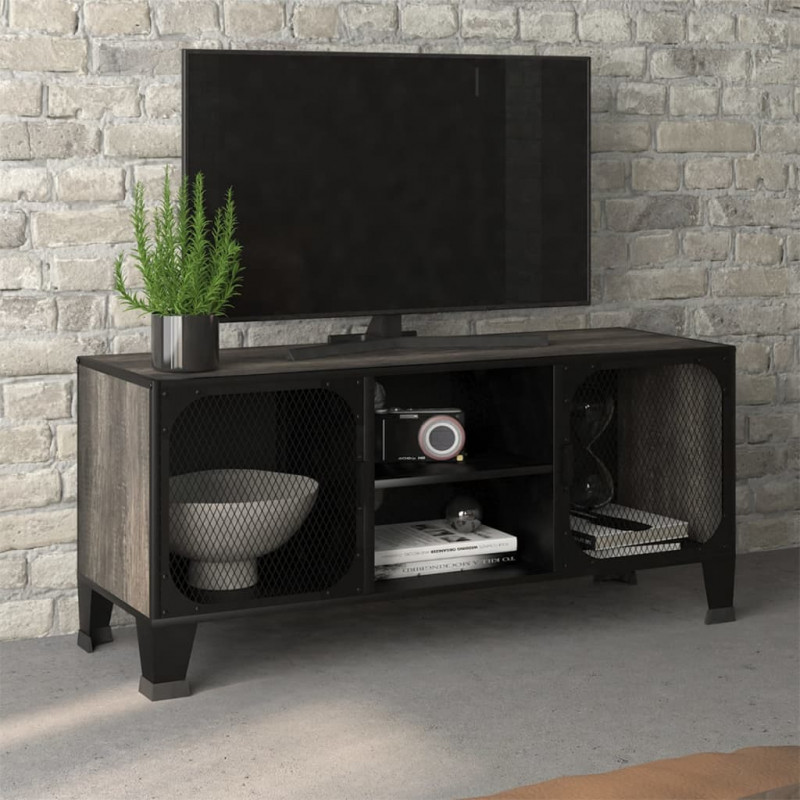 Szafka pod telewizor, szara, 105x36x47 cm, metal i MDF
