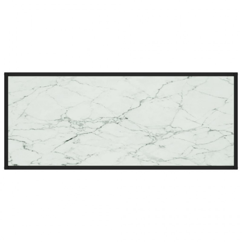 Stolik kawowy, szkło w kolorze biały marmur, 120x50x35 cm