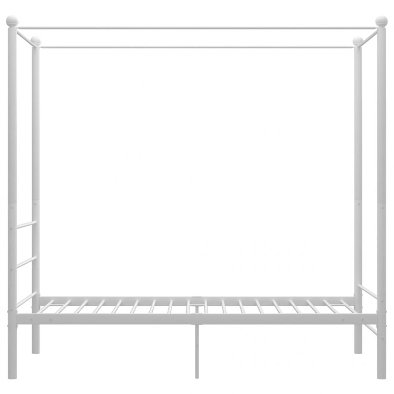 Rama łóżka z baldachimem, biała, metalowa, 100 x 200 cm