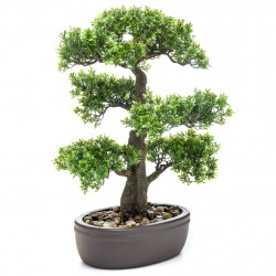 Emerald Sztuczny fikus bonsai w brązowej donicy, 43 cm