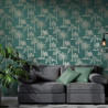 DUTCH WALLCOVERINGS Tapeta we wzór drzew tropikalnych, morsko-srebrna