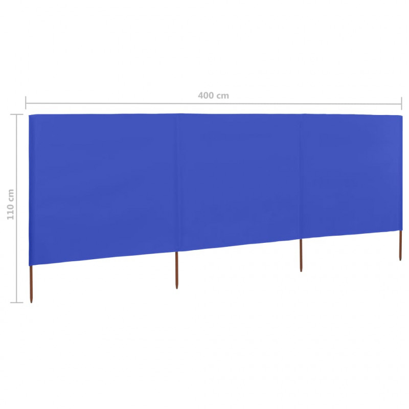 Parawan 3-skrzydłowy z tkaniny, 400x80 cm, błękit lazur
