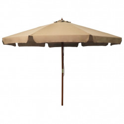 Parasol ogrodowy na drewnianym słupku, 330 cm, taupe