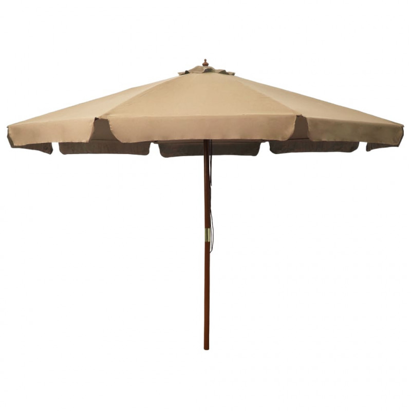 Parasol ogrodowy na drewnianym słupku, 330 cm, taupe