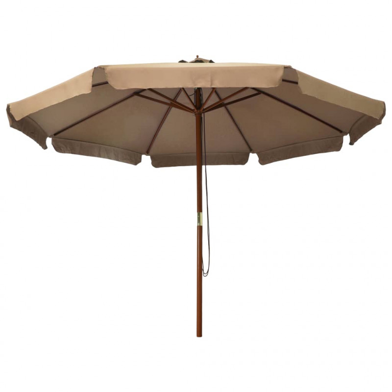 Parasol ogrodowy na drewnianym słupku, 330 cm, taupe