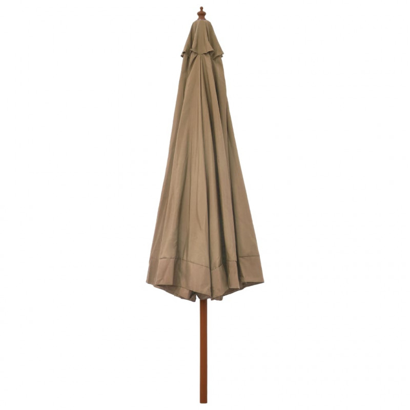 Parasol ogrodowy na drewnianym słupku, 330 cm, taupe