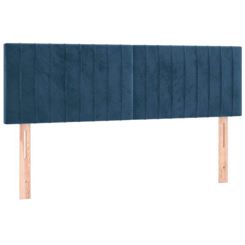 Łóżko kontynentalne, materac i LED, niebieski aksamit 140x200cm