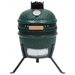 Ceramiczny grill kamado z wędzarnią, 2-w-1, 56 cm, zielony