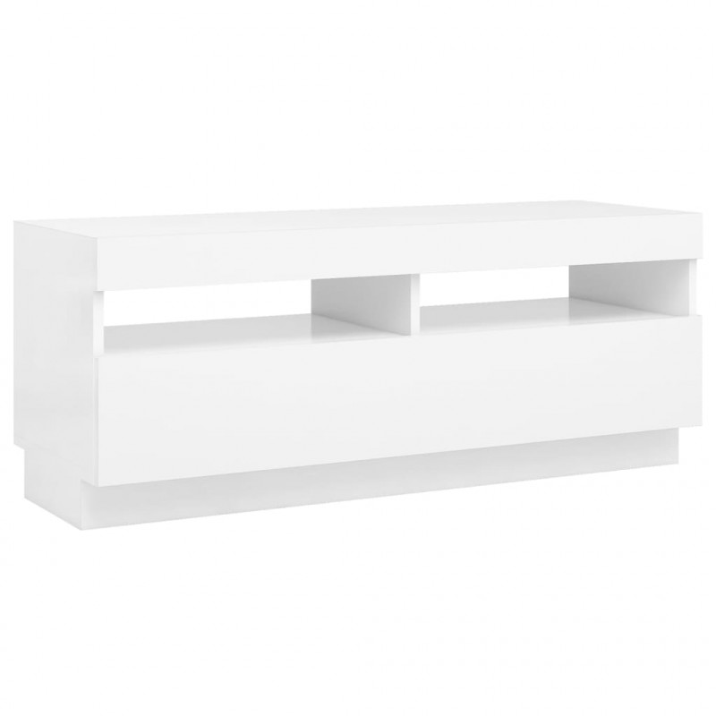 Szafka pod TV z oświetleniem LED, biała, 100x35x40 cm