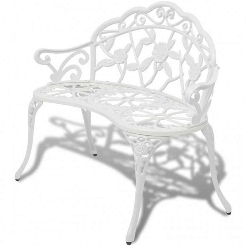 Ławka ogrodowa, 100 cm, odlewane aluminium, biała