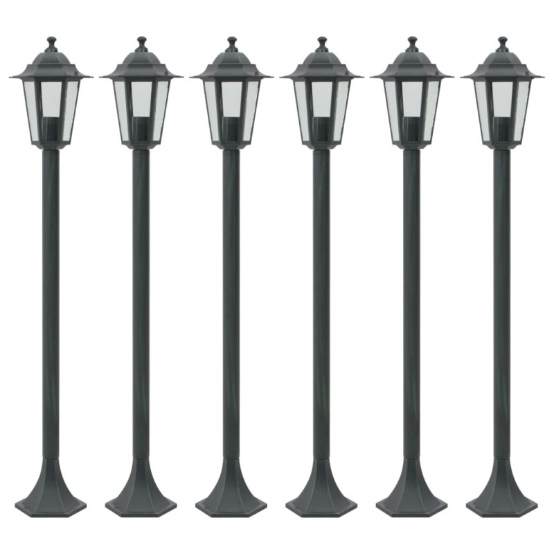 Lampy ogrodowe, 110 cm, E27, aluminium, ciemnozielone, 6 szt.