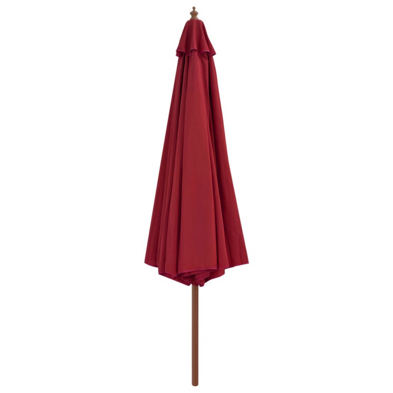Parasol ogrodowy na drewnianym słupku, 350 cm, burgundowy