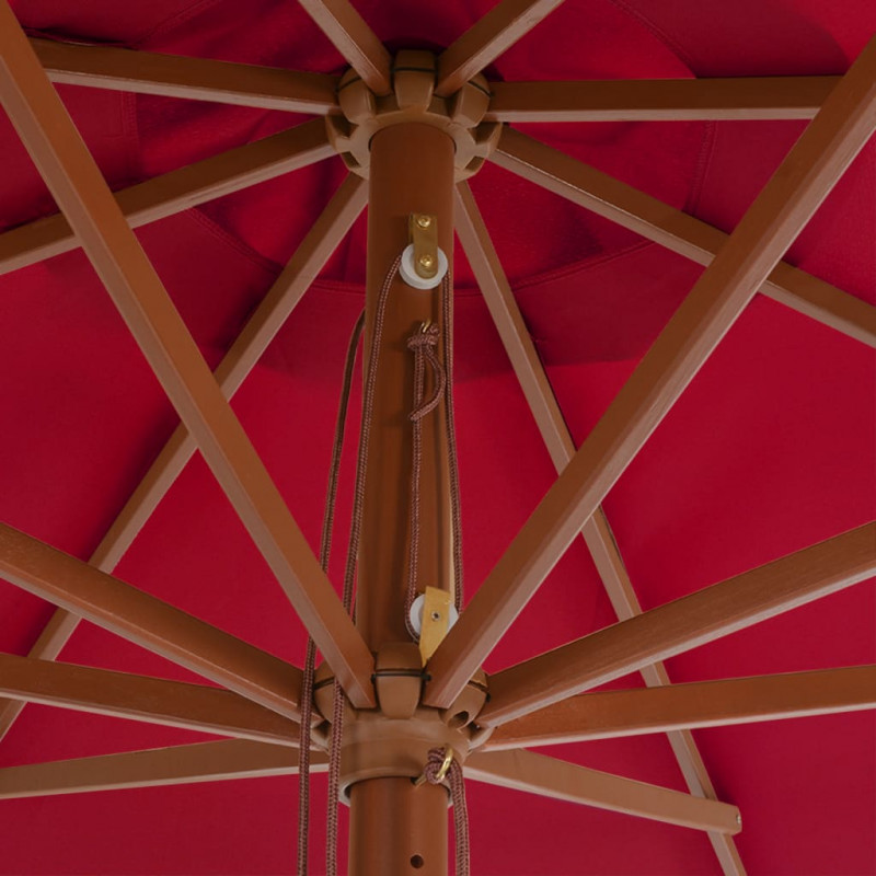 Parasol ogrodowy na drewnianym słupku, 350 cm, burgundowy