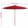 Parasol ogrodowy na drewnianym słupku, 350 cm, burgundowy