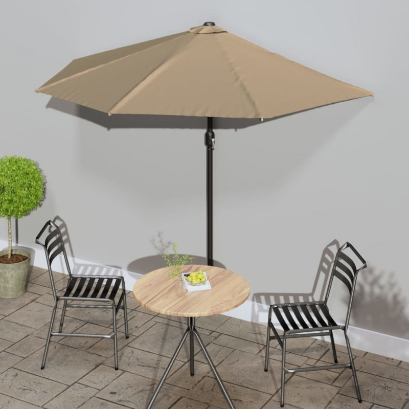 Półparasol balkonowy na słupku z aluminium, 270x144 cm, taupe