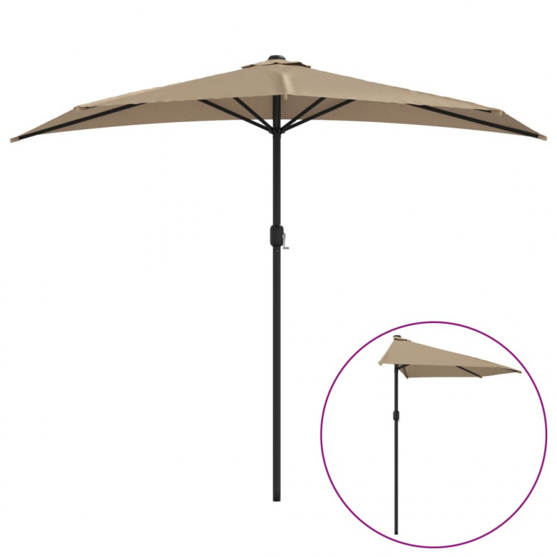 Półparasol balkonowy na słupku z aluminium, 270x144 cm, taupe