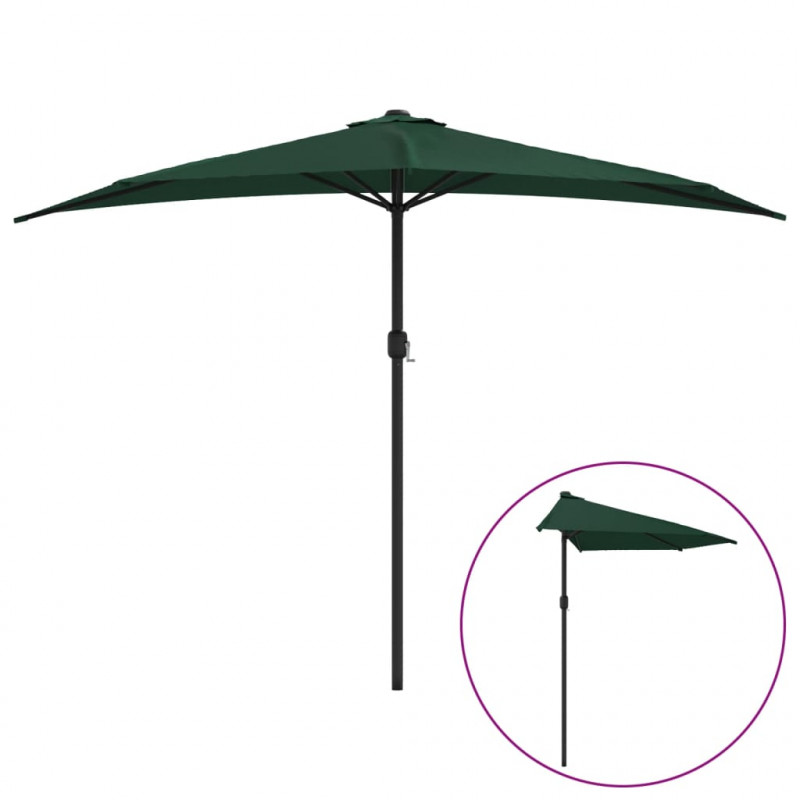 Półparasol balkonowy na słupku z aluminium, 300x155 cm, zielony