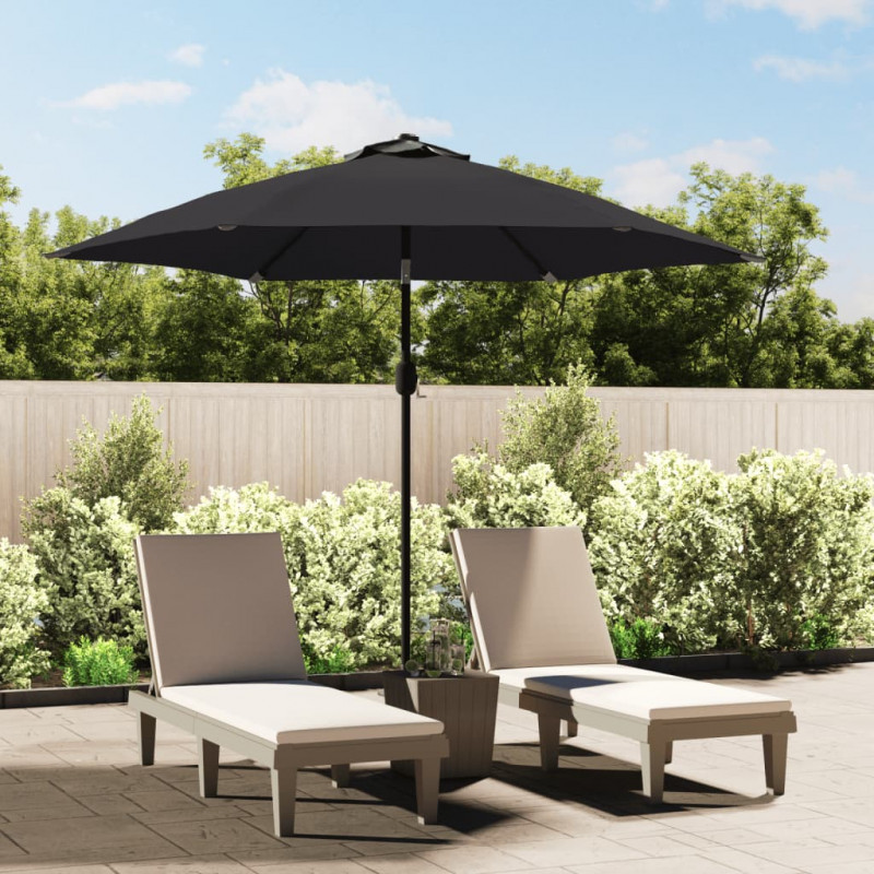 Parasol ogrodowy na metalowym słupku, 300 cm, czarny