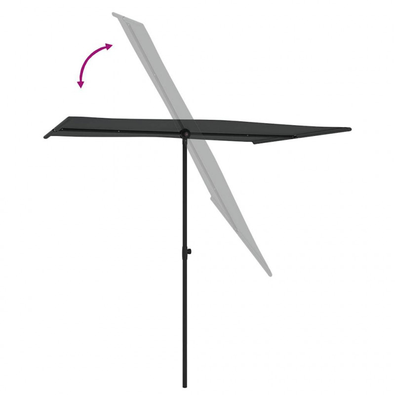 Parasol ogrodowy na aluminiowym słupku, 2x1,5 m, antracytowy
