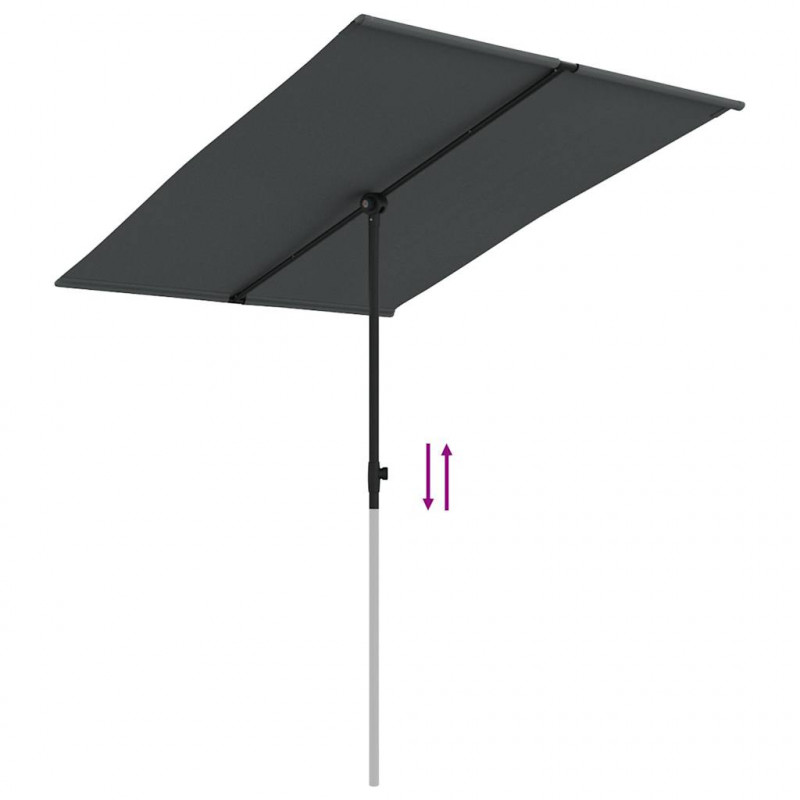Parasol ogrodowy na aluminiowym słupku, 2x1,5 m, antracytowy