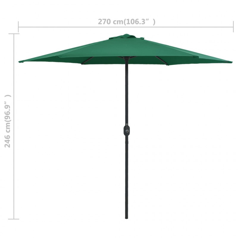 Parasol ogrodowy na aluminiowym słupku, 270x246 cm, zielony