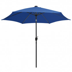 Parasol ogrodowy z LED i aluminiowym słupkiem 300 cm, niebieski